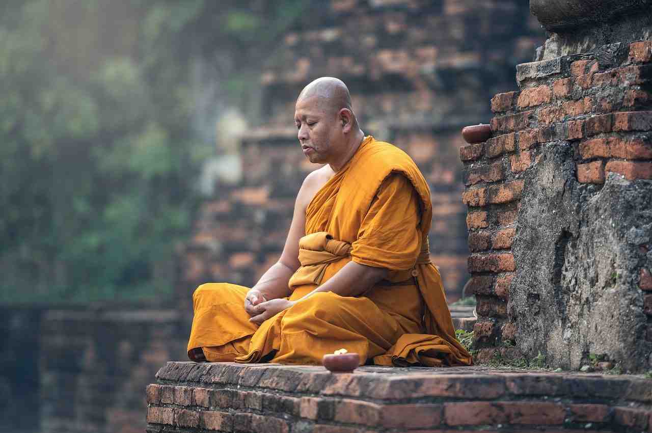 bouddhiste, moine, séance